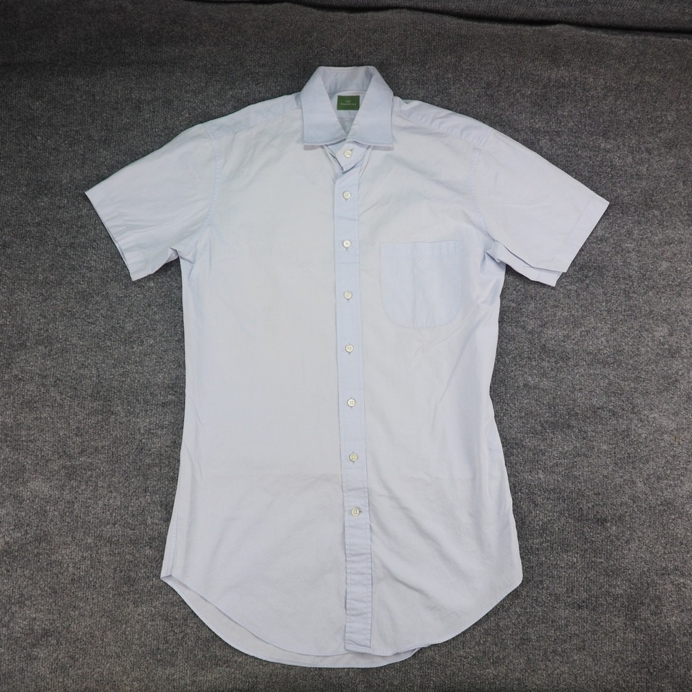 Sid Mashburn Shirt Mens Small Light Blue Solid Short Sleeve Button Up Preppy